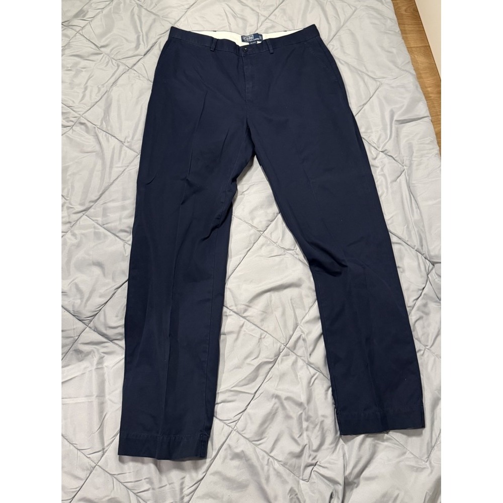 Polo Ralph Lauren Men's 36x32 Navy Blue 100% Cotton Chino Pants Vintage